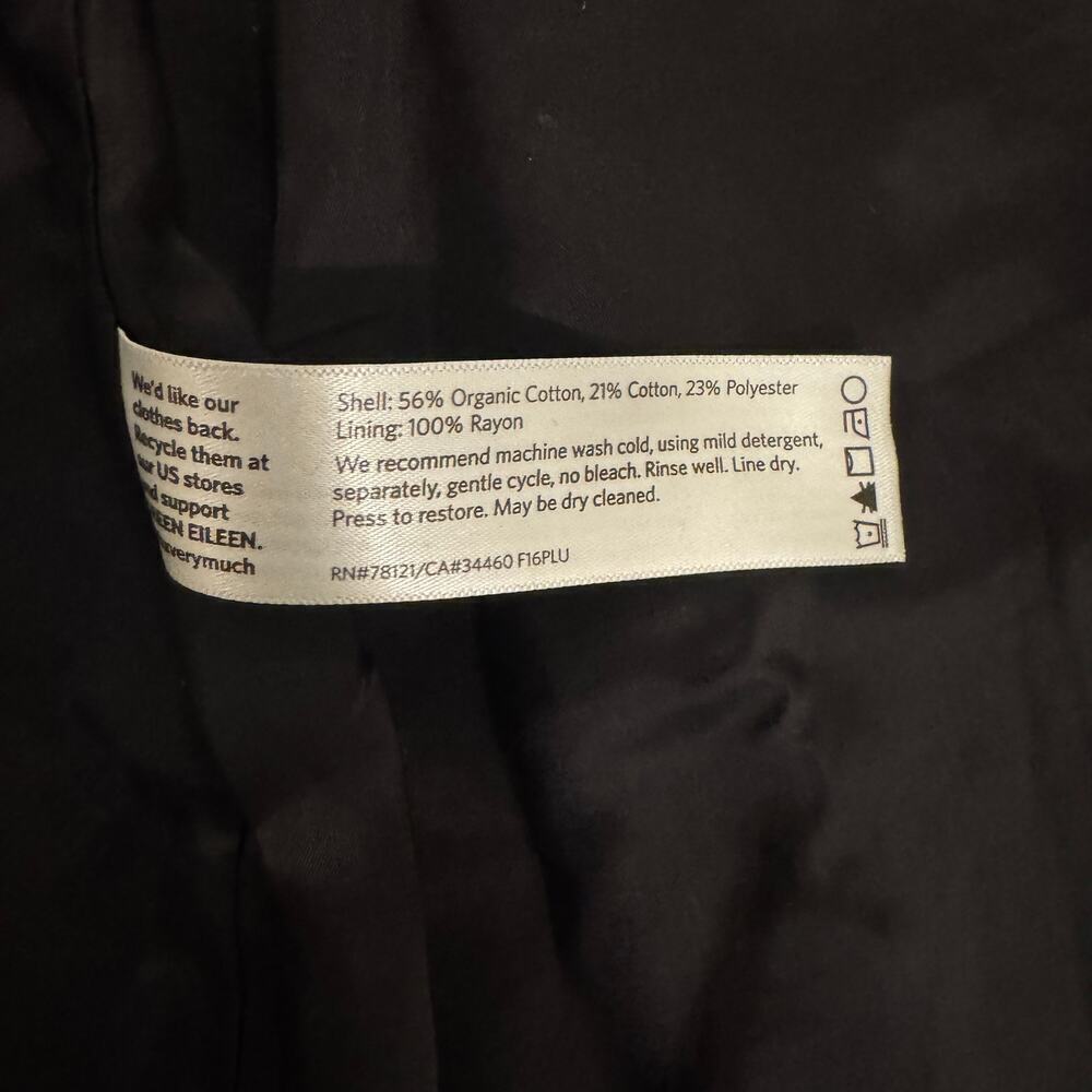 Eileen Fisher Organic Cotton Blend Textured Snap Front Closure Black Jacket SP - Picture 9 of 12